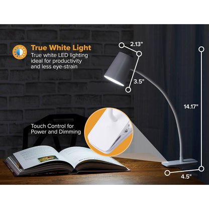 Bostitch Adjustable LED Clamp Light - 5.20 W LED Bulb - Adjustable, Flexible Neck, Adjustable Head - Silicone - Desk Mou