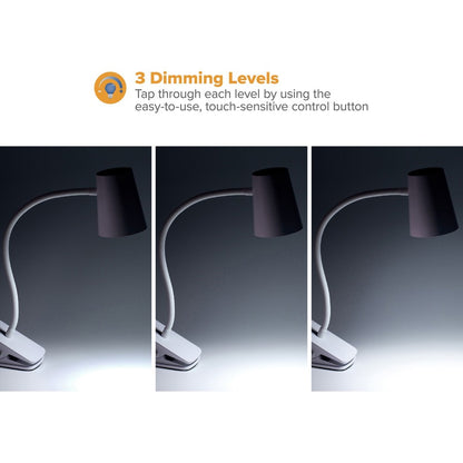 Bostitch Adjustable LED Clamp Light - 5.20 W LED Bulb - Adjustable, Flexible Neck, Adjustable Head - Silicone - Desk Mou