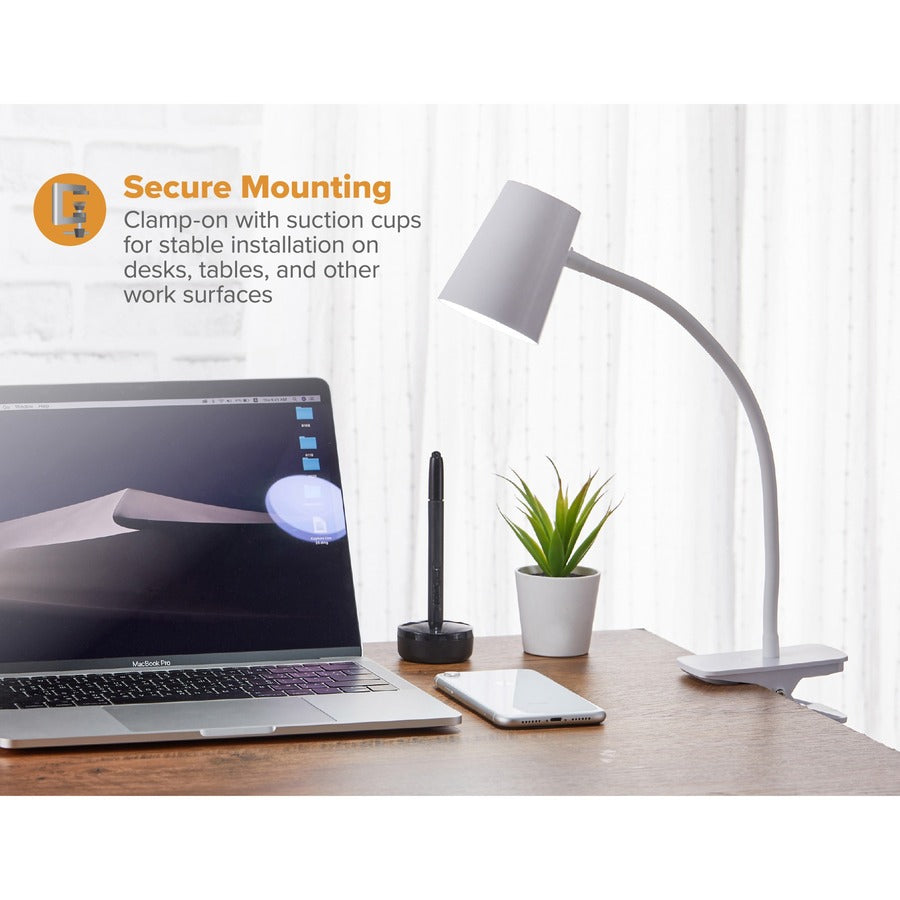 Bostitch Adjustable LED Clamp Light - 5.20 W LED Bulb - Adjustable, Flexible Neck, Adjustable Head - Silicone - Desk Mou