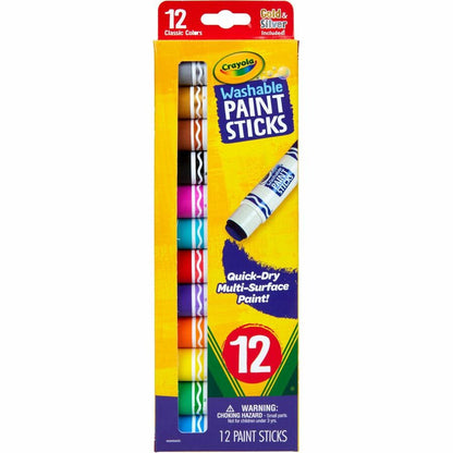 Crayola Project Quick-Dry Paint Sticks - Stick - 12 Color(s) - Assorted - 0.28 fl oz - Washable - 6 / Pack