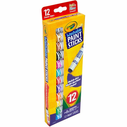Crayola Project Quick-Dry Paint Sticks - Stick - 12 Color(s) - Assorted - 0.28 fl oz - Washable - 6 / Pack