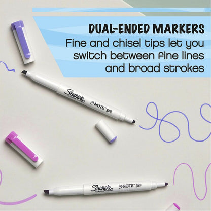 Sharpie S-Note Duo Dual-Tip Markers - Assorted Ink - 8/Pack - 6 / Box