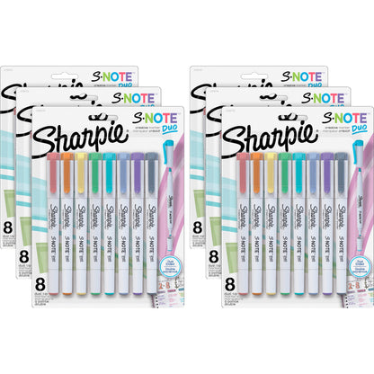 Sharpie S-Note Duo Dual-Tip Markers - Assorted Ink - 8/Pack - 6 / Box