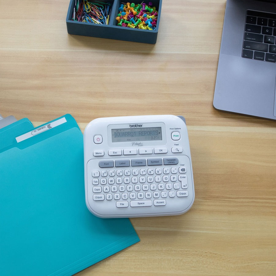 P-touch P-touch PT-D220 Home/Office Everyday Label Maker - Thermal Transfer - 0.79 in/s Mono - 14 Fonts - 180 dpi - Tape