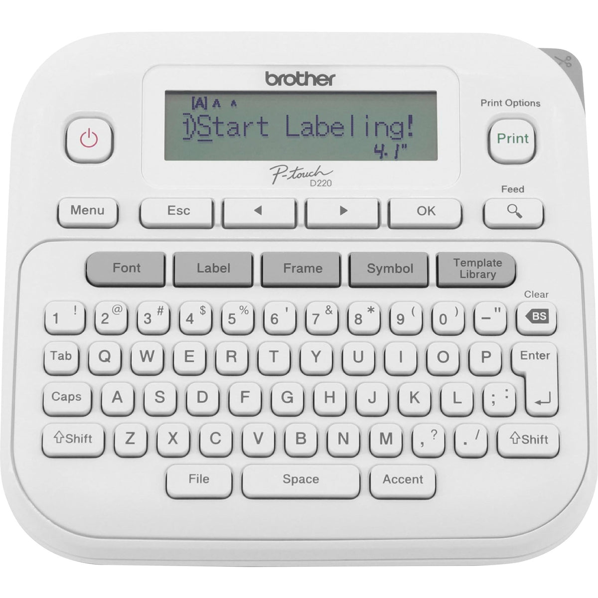 P-touch P-touch PT-D220 Home/Office Everyday Label Maker - Thermal Transfer - 0.79 in/s Mono - 14 Fonts - 180 dpi - Tape