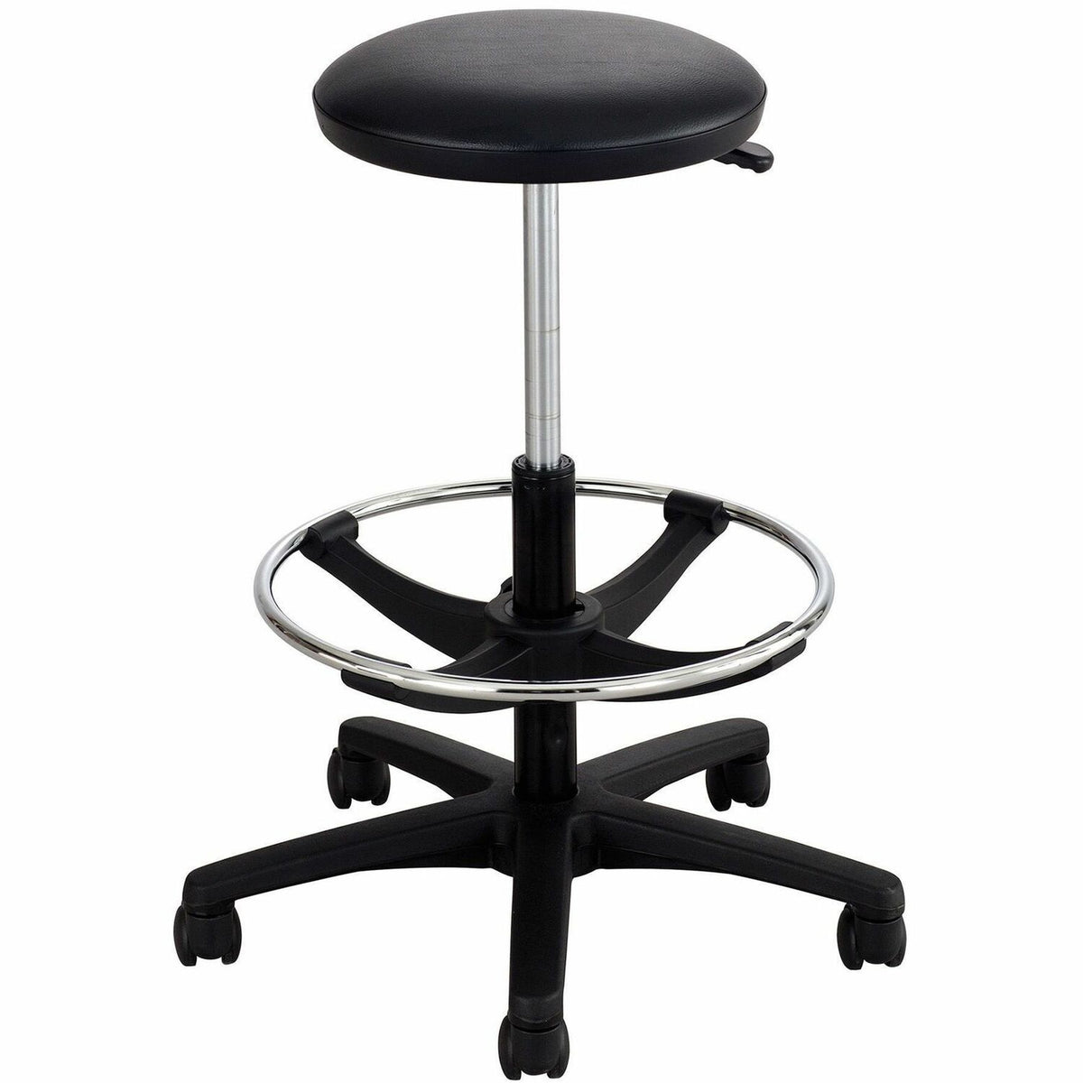 Safco Extended-Height Lab Stool - Black Seat Color - Vinyl Seat Material - Black Frame Color - 5-star Base - 1 Each