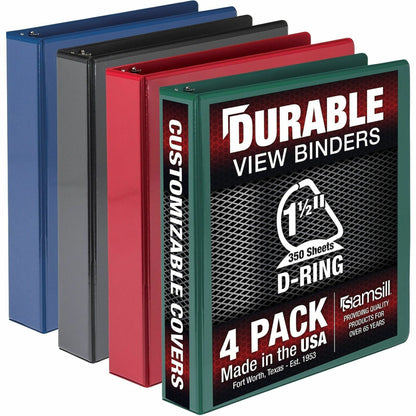 Samsill Durable View Binders - 1 1/2" Binder Capacity - Letter - 8 1/2" x 11" Sheet Size - 350 Sheet Capacity - Fastener