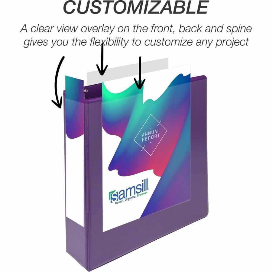Samsill Durable View Binders - 2" Binder Capacity - Letter - 8 1/2" x 11" Sheet Size - 475 Sheet Capacity - 3 Ring - Fas