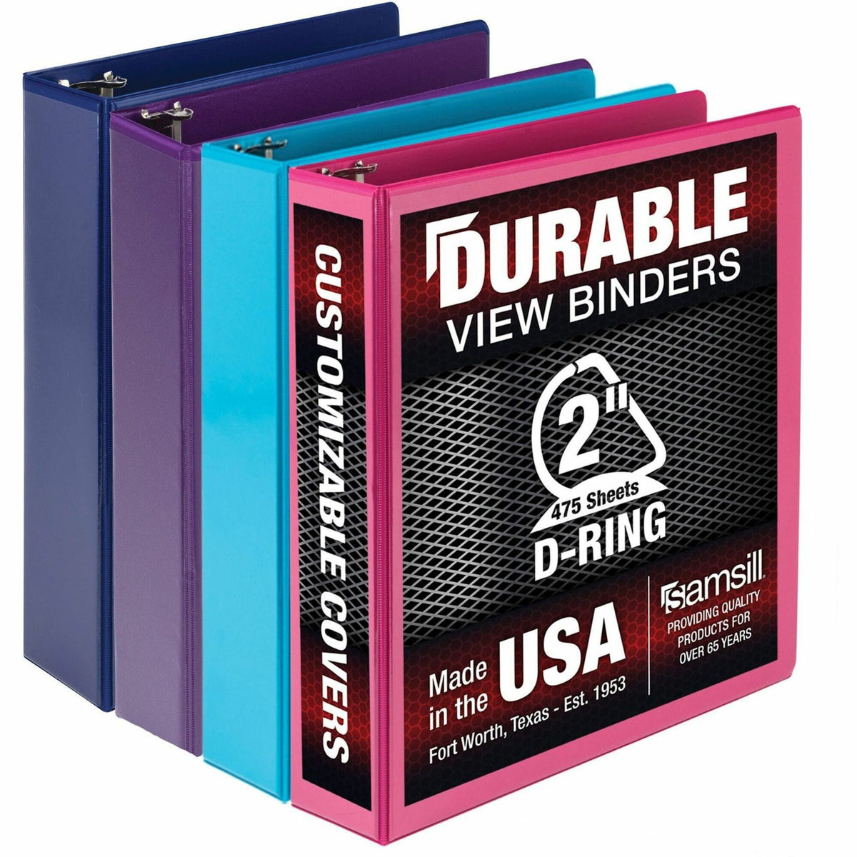Samsill Durable View Binders - 2" Binder Capacity - Letter - 8 1/2" x 11" Sheet Size - 475 Sheet Capacity - 3 Ring - Fas