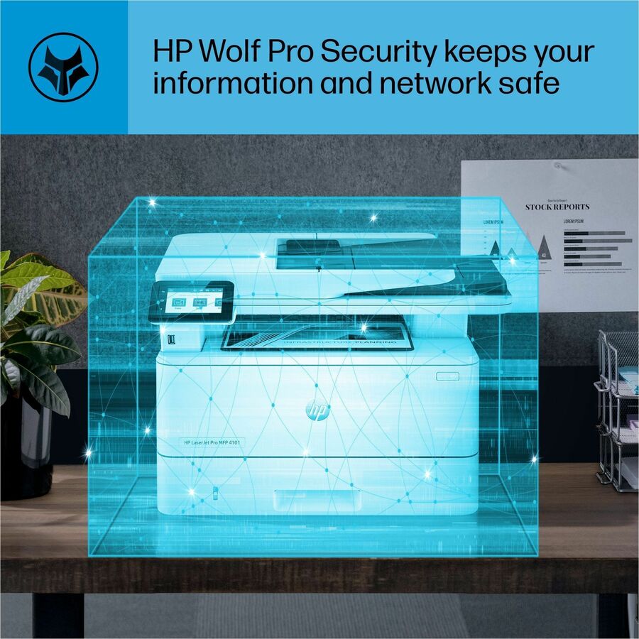HP LaserJet Pro 4101fdw Wireless Laser Multifunction Printer - Monochrome - White - Copier/Fax/Printer/Scanner - 4800 x 