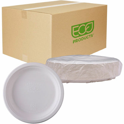 Eco-Products Vanguard 10" Sugarcane Plates - Breakroom - Disposable - Microwave Safe - 10" Diameter - White - Sugarcane 