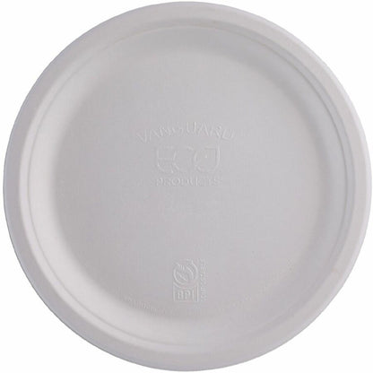 Eco-Products Vanguard 10" Sugarcane Plates - Breakroom - Disposable - Microwave Safe - 10" Diameter - White - Sugarcane 
