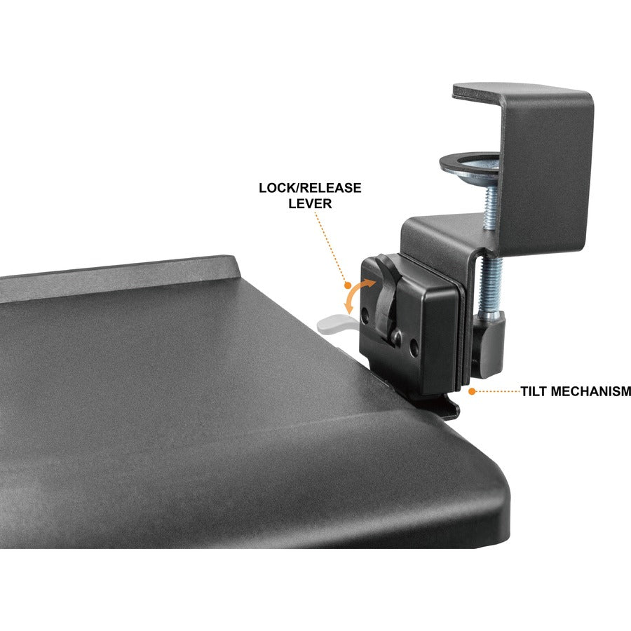 Kantek Clamp Mount for Keyboard - Black - Metal - 1 Each
