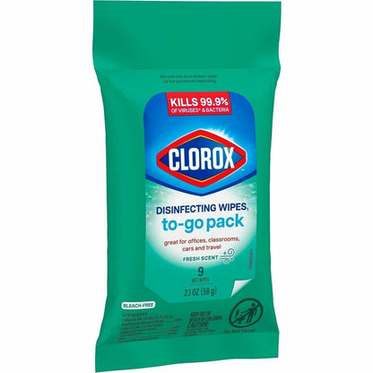 Clorox Bleach-Free Disinfecting WipesTo-Go Pack - Fresh Scent - Bleach-free, Disinfectant, Antibacterial, Disposable - W
