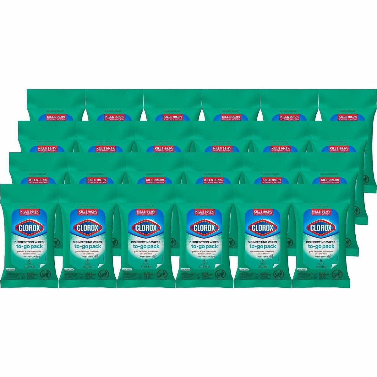 Clorox Bleach-Free Disinfecting WipesTo-Go Pack - Fresh Scent - Bleach-free, Disinfectant, Antibacterial, Disposable - W