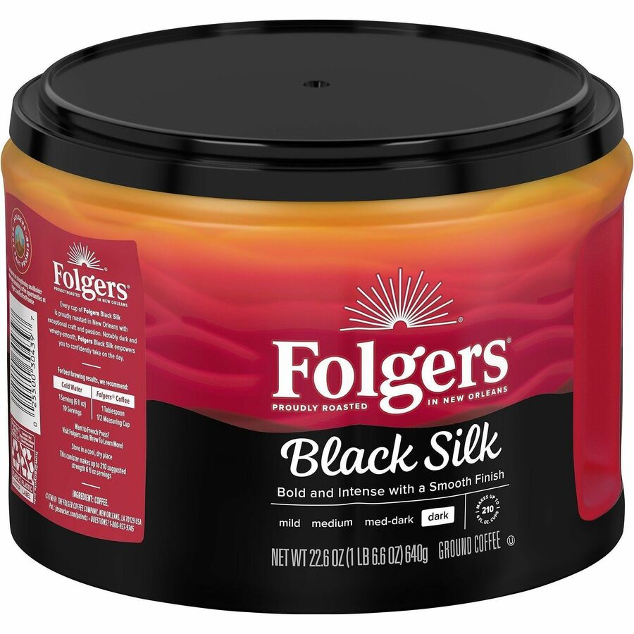 Folgers® Ground Black Silk Coffee - Black Coffee - Dark - 22.6 oz Per Canister - Ground - 1 Each