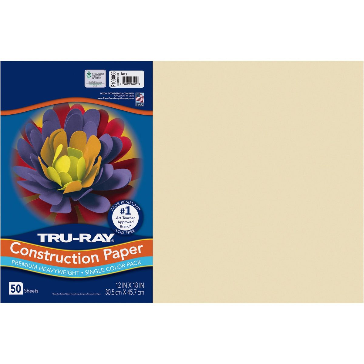 Tru-Ray Construction Paper - Art Project, Craft Project - 12" Width x 18" Length - 76 lb Basis Weight - Ivory - Fiber, S
