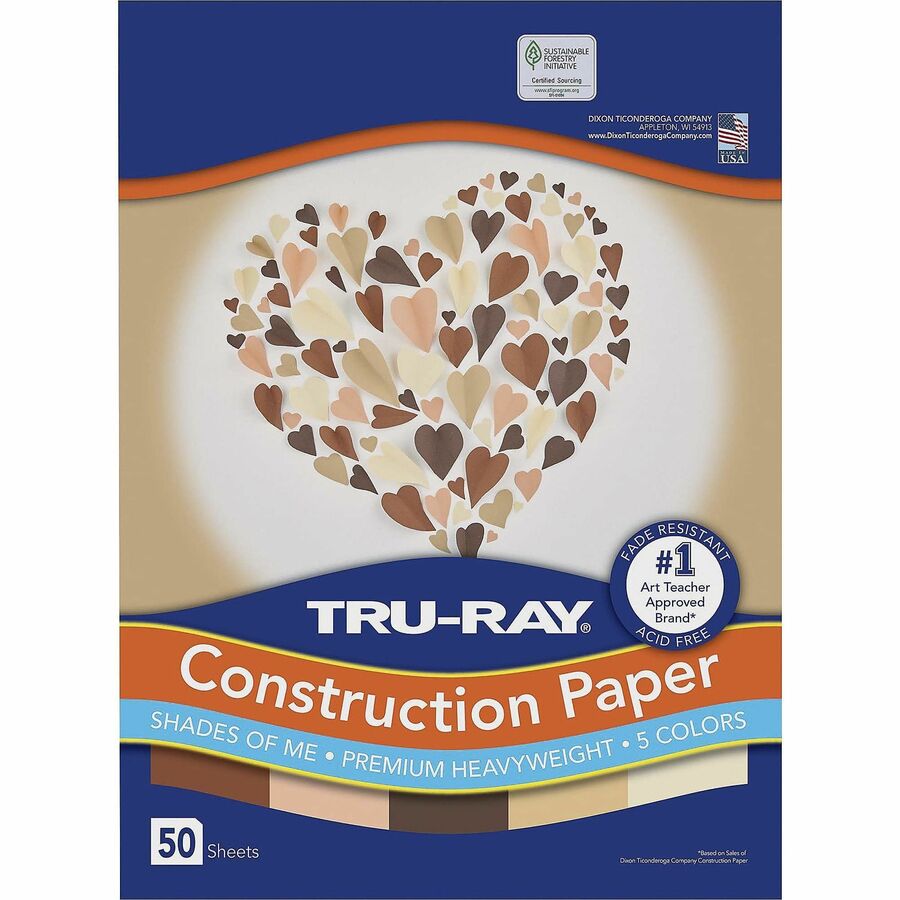 Tru-Ray Construction Paper - Art Project, Craft Project - 9" Width x 12" Length - 76 lb Basis Weight - Assorted - Fiber,
