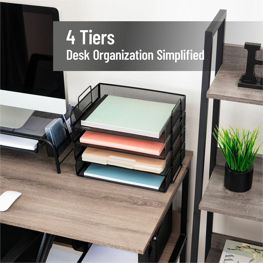 Mind Reader Tiered Stackable Paper Trays - 4 Tier(s) - 11.25" Height x 9.75" Width x 13.25" Depth - Desktop - Stackable 