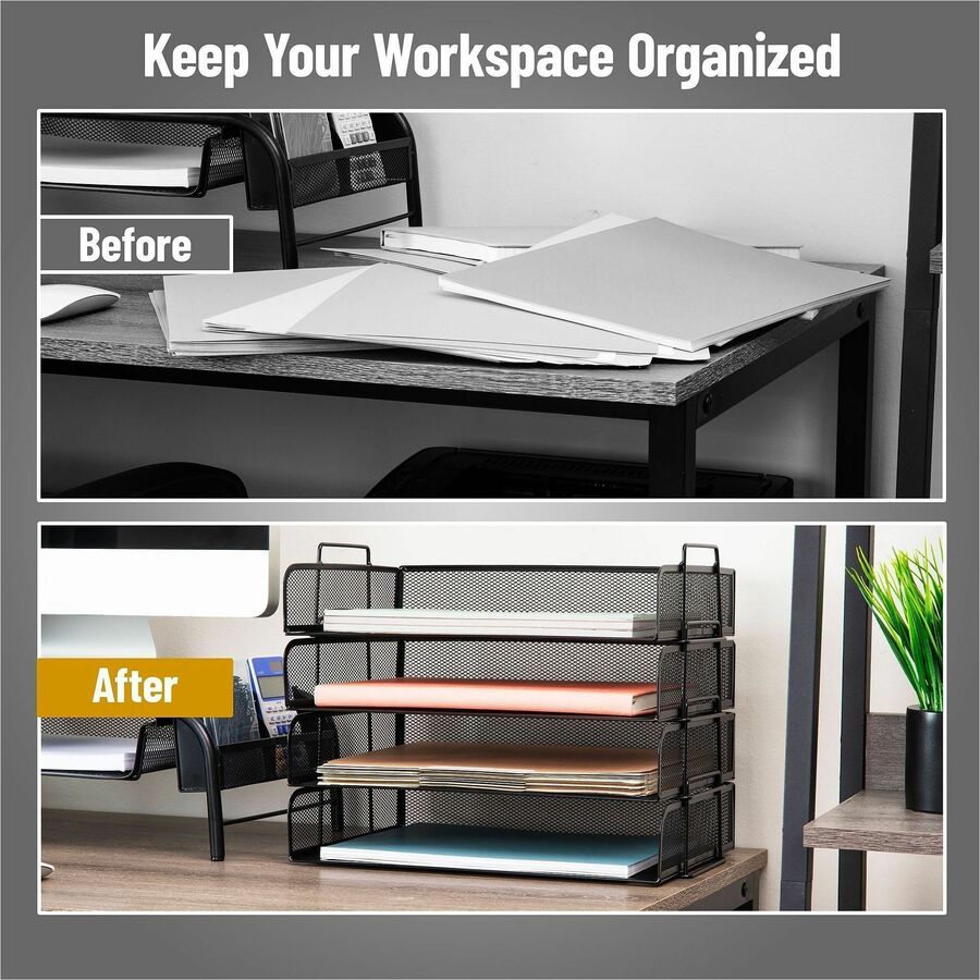 Mind Reader Tiered Stackable Paper Trays - 4 Tier(s) - 11.25" Height x 9.75" Width x 13.25" Depth - Desktop - Stackable 