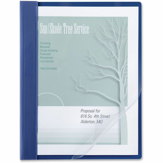 ACCO Letter Report Cover with Fastener - 8 1/2" x 11" - 100 Sheets Capacity - Vinyl - Blue - Water Resistant - 0% Recycl