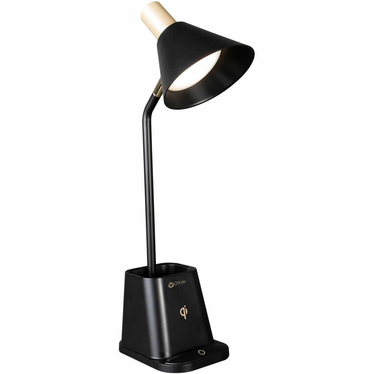 OttLite Merge LED Desk Lamp - LED Bulb - ClearSun LED, Adjustable Brightness, USB Charging, Qi Wireless Charging, Touch 