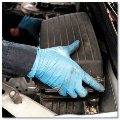 Ammex Gloveworks Blue Nitrile PF Ind LG Gloves - 5 mil Thickness - Large Size - For Right/Left Hand - Nitrile - Blue - 1