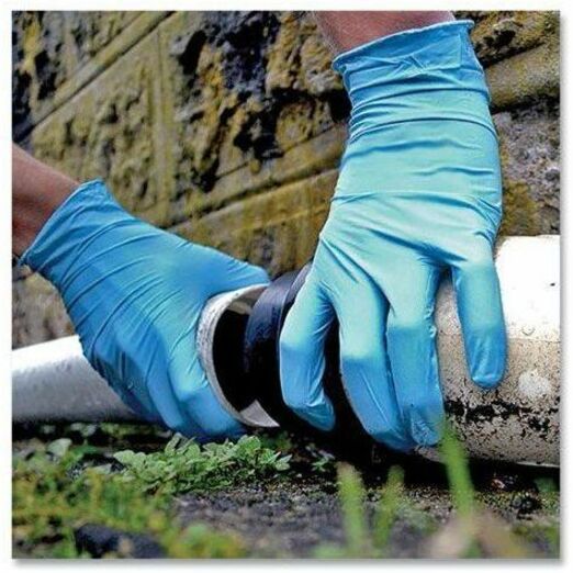 Ammex Gloveworks Blue Nitrile PF Ind LG Gloves - 5 mil Thickness - Large Size - For Right/Left Hand - Nitrile - Blue - 1