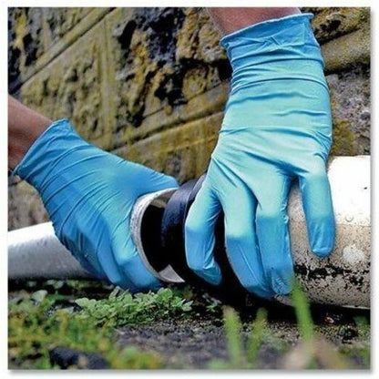 Ammex Gloveworks Blue Nitrile PF Ind LG Gloves - 5 mil Thickness - Large Size - For Right/Left Hand - Nitrile - Blue - 1