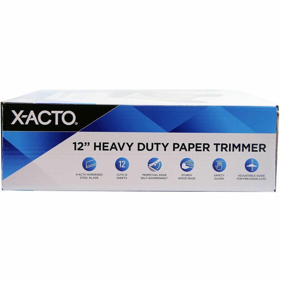 X-Acto Hvy-Duty Wood Base Paper Trimmer - 12 Sheet Cutting Capacity - Steel Blade - 12" Cutting Length x 12" Width x 12"