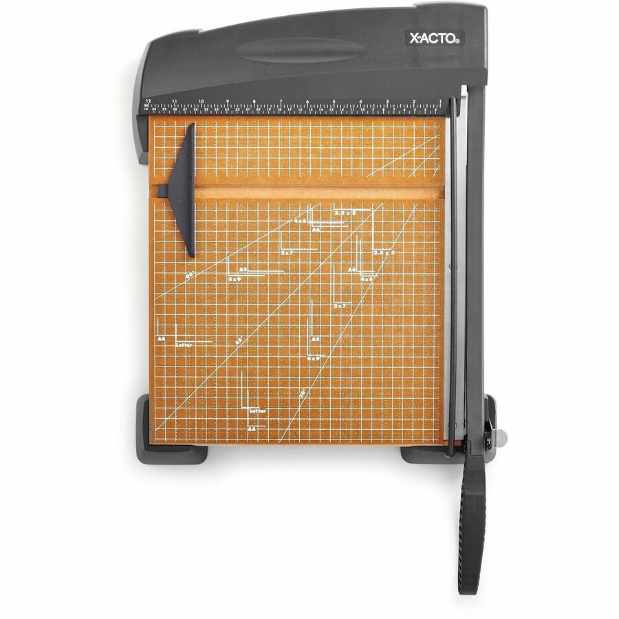 X-Acto Hvy-Duty Wood Base Paper Trimmer - 12 Sheet Cutting Capacity - Steel Blade - 12" Cutting Length x 12" Width x 12"