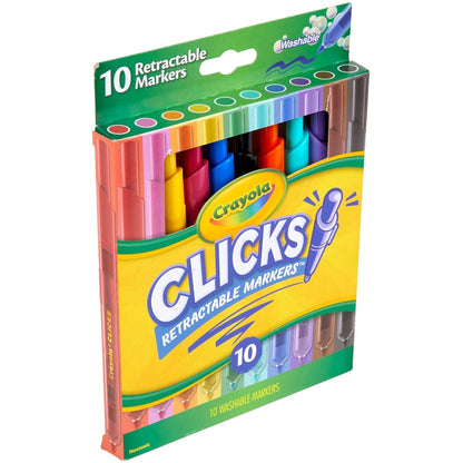 Crayola Marker - Retractable - Washable - Assorted Ink - Water Based - Assorted Plastic Barrel - 10 / Pack