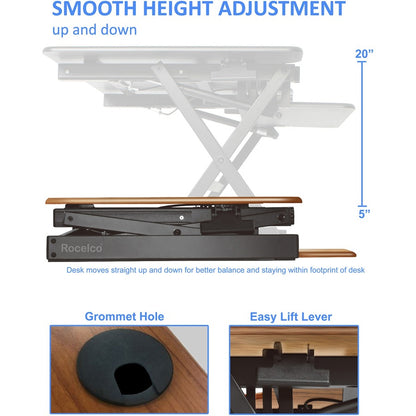 Rocelco DADR-46 46" Adjustable Desk Riser with EVR - 20" Height x 46" Width - Desk - Teak - For Monitor, Notebook, Keybo