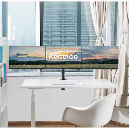 Rocelco RDM3 Desk Mount for LCD Monitor, LED Monitor, Display Stand - Black - Landscape/Portrait - Height Adjustable - 3