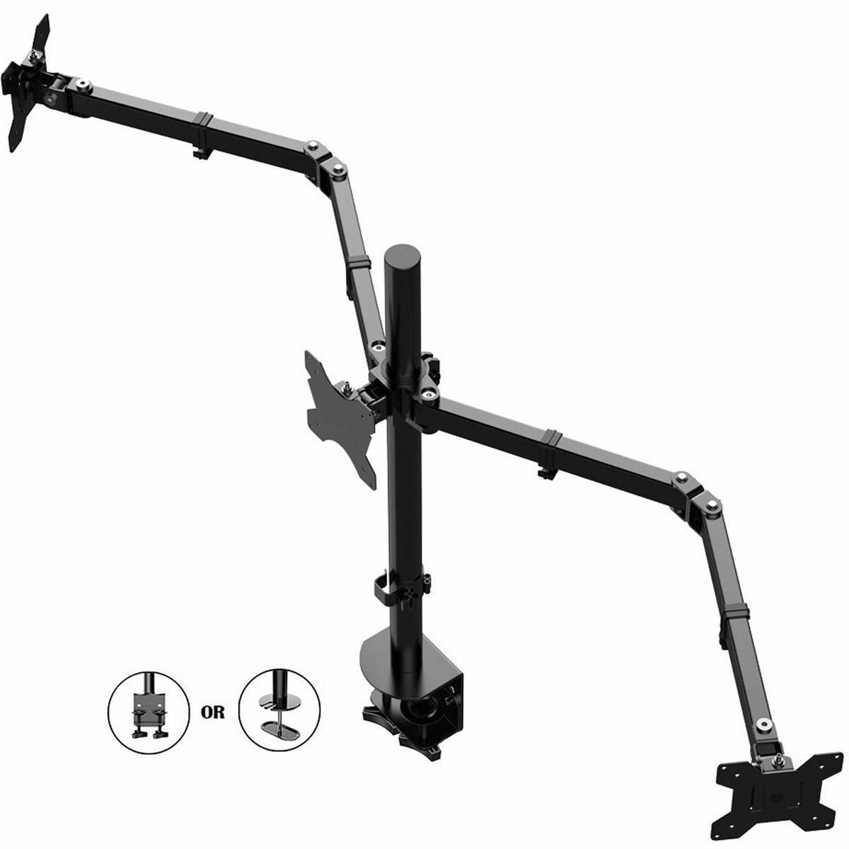 Rocelco RDM3 Desk Mount for LCD Monitor, LED Monitor, Display Stand - Black - Landscape/Portrait - Height Adjustable - 3