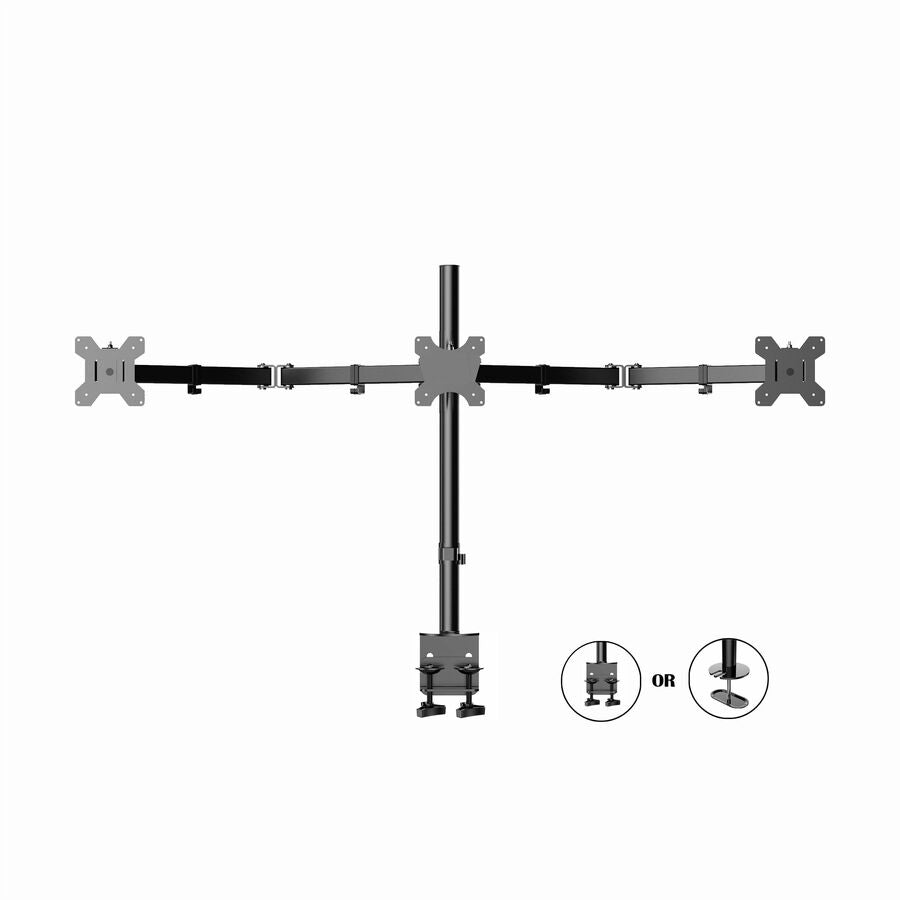 Rocelco RDM3 Desk Mount for LCD Monitor, LED Monitor, Display Stand - Black - Landscape/Portrait - Height Adjustable - 3