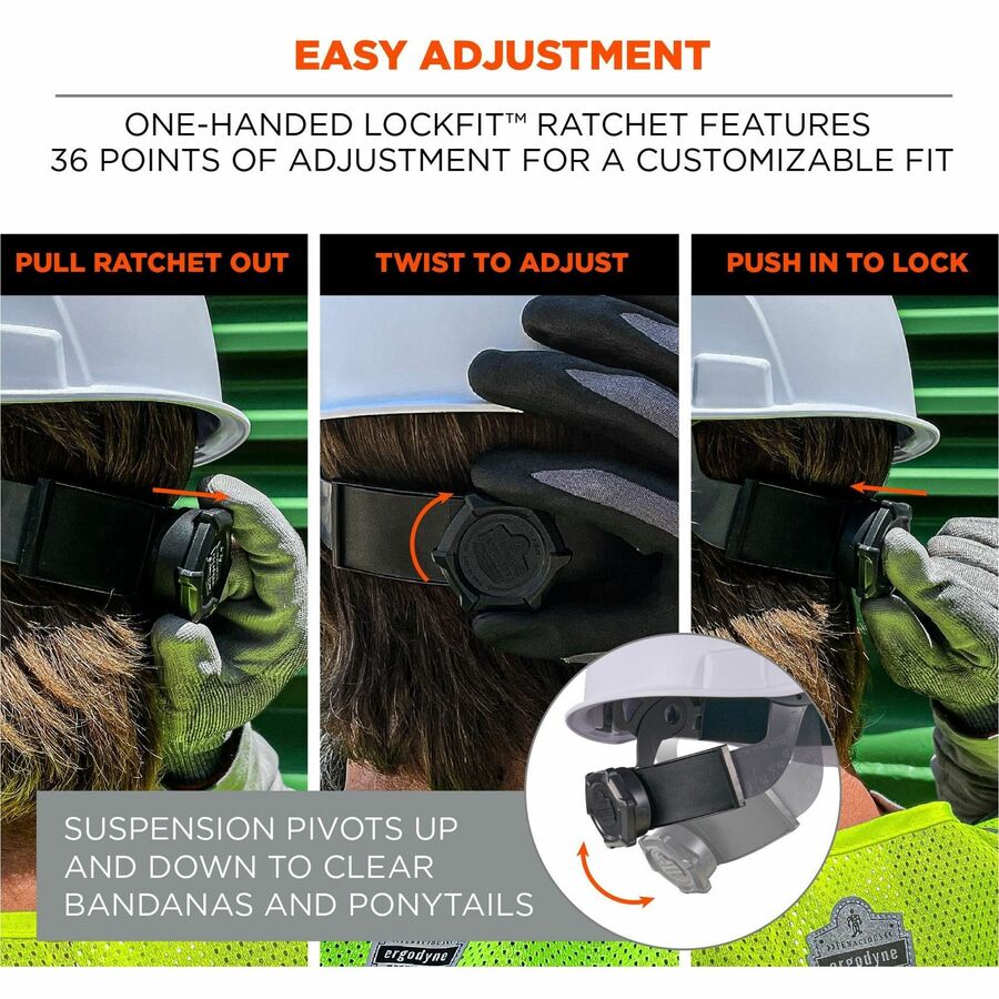 Ergodyne 8966 Lightweight Cap-Style Hard Hat - Recommended for: Head, Construction, Oil & Gas, Forestry, Mining, Utility
