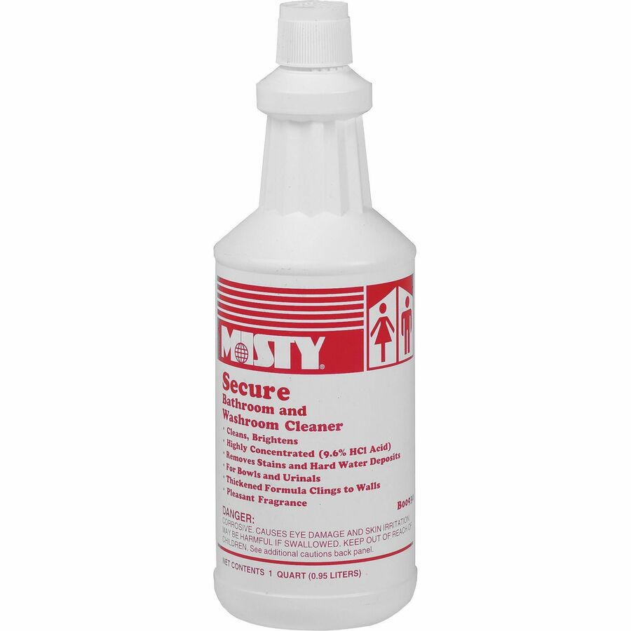MISTY Secure Bathroom/Washroom Cleaner - For Urinal, Toilet Bowl, Metal Surface, Porcelain - Liquid - 32 fl oz (1 quart)