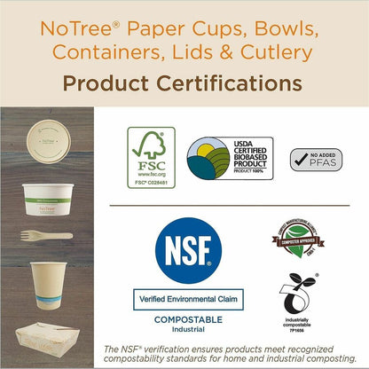 World Centric NoTree Paper Hot Cups - 4 fl oz - Natural - Paper - Hot Drink, Beverage, Tea, Hot Chocolate, Coffee - 50 C