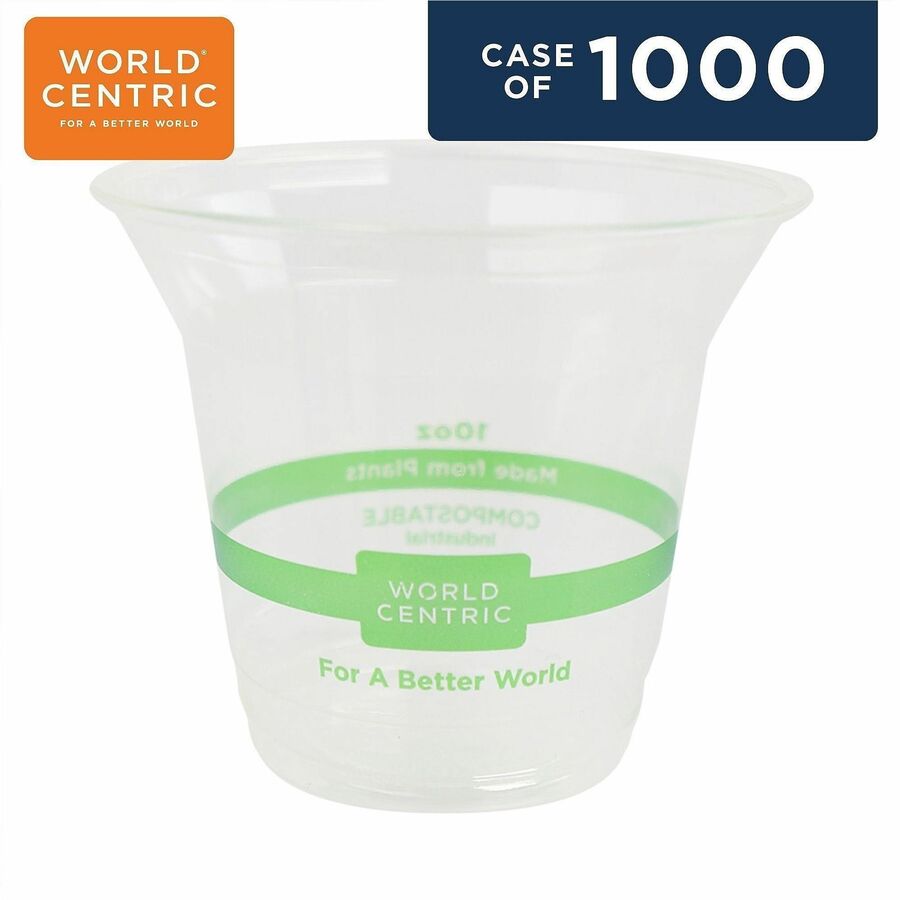 World Centric Compostable Clear Cold Cups - 10 fl oz - Clear - Polylactic Acid (PLA) - 20 / Carton