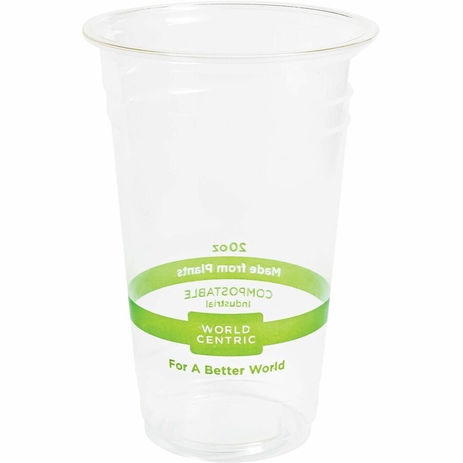 World Centric Compostable Clear Cold Cups - 20 fl oz - Clear - Polylactic Acid (PLA) - 20 / Carton