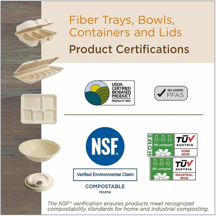 World Centric Compostable Fiber Trays - Food, Commercial, Serving - Natural - Fiber Body - 50/Pack - 2 / Carton