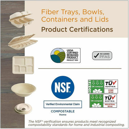 World Centric Compostable Fiber Trays - Food, Commercial, Serving - Natural - Fiber Body - 50/Pack - 2 / Carton