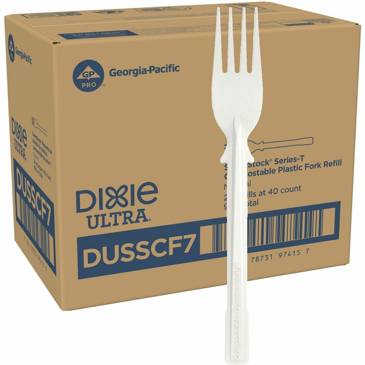 Dixie Ultra® SmartStock Cutlery Set - Fork - Fork - Food - Disposable - Plastic, Crystallized Polylactic Acid (CPLA) - N