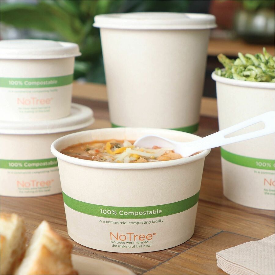 World Centric Compostable NoTree Paper Bowl - Ice Cream, Salad, Soup, Fruit - 3.4" Diameter - Natural - Paper, Sugarcane
