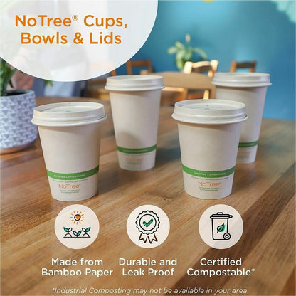 World Centric Compostable NoTree Paper Bowl - Ice Cream, Salad, Soup, Fruit - 3.4" Diameter - Natural - Paper, Sugarcane