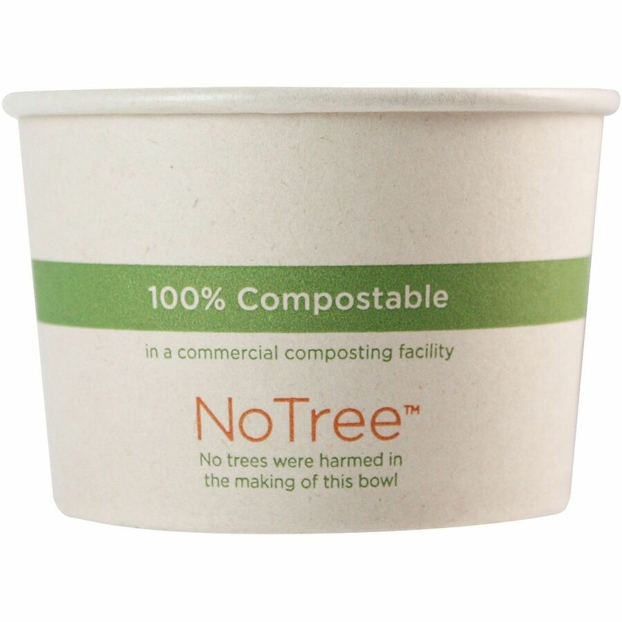 World Centric Compostable NoTree Paper Bowl - Ice Cream, Salad, Soup, Fruit - 3.4" Diameter - Natural - Paper, Sugarcane
