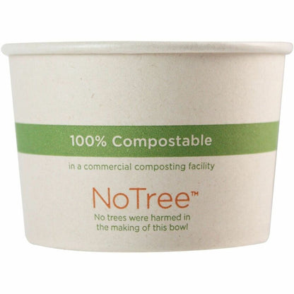 World Centric Compostable NoTree Paper Bowl - Ice Cream, Salad, Soup, Fruit - 3.4" Diameter - Natural - Paper, Sugarcane