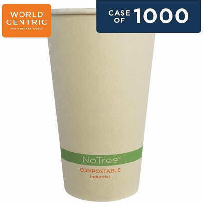 World Centric Compostable NoTree Paper Hot Cups - 16 fl oz - Natural - Paper - 20 / Carton