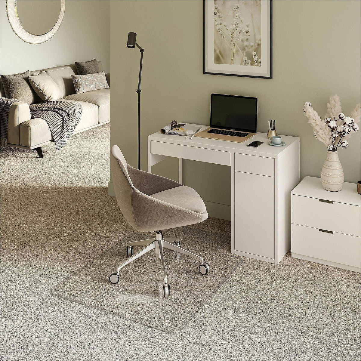 ES ROBBINS Everlife Chairmat w/Lip - Chair, Home, Office, Medium Pile Carpet36" Width x 48" Depth - Lip Size 10" Length 